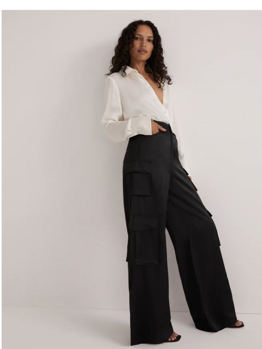 Favorite Daughter Satin Cargo Pants Black Size 2 - Picture 5 of 14